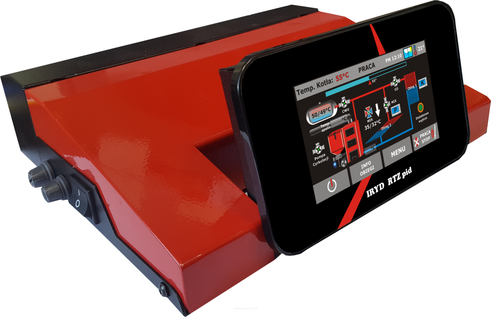 Sterownik IRYD RTZ 1R algorytm PID regulator temperatury do pieca kotła z podajnikiem - dotykowy wyświetlacz