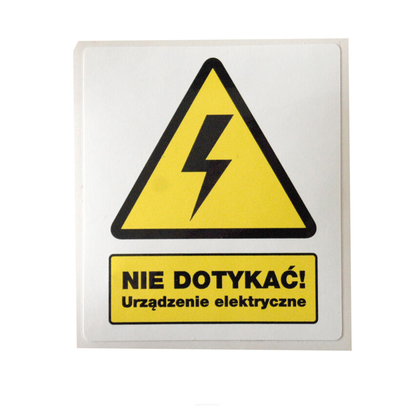 Naklejka NIE DOTYKAĆ URZĄDZENIE ELEKTRYCZNE rozmiar 70 x 80 mm