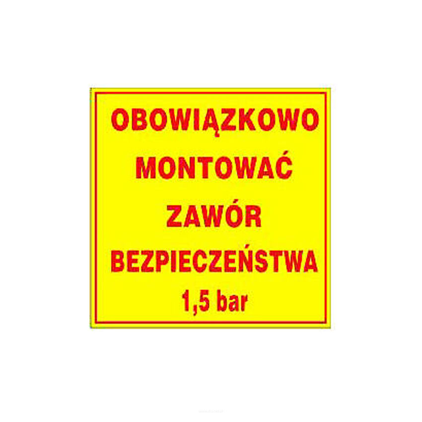 Naklejka zawór bezpieczeństwa 2,5 BAR