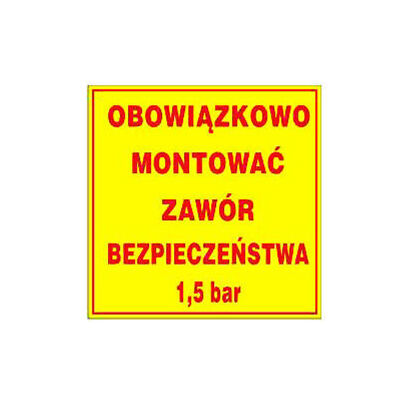 Naklejka zawór bezpieczeństwa 2,5 BAR