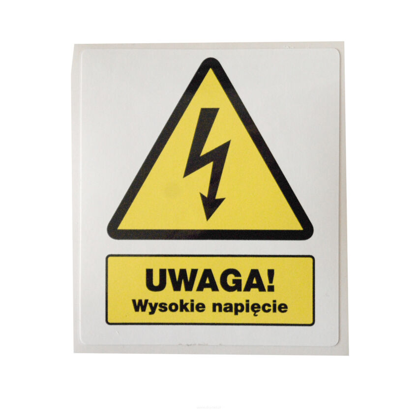 Naklejka WYSOKIE NAPIĘCIE rozmiar 70 x 80 mm