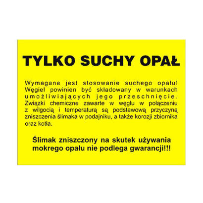 Naklejka TYLKO SUCHY OPAŁ