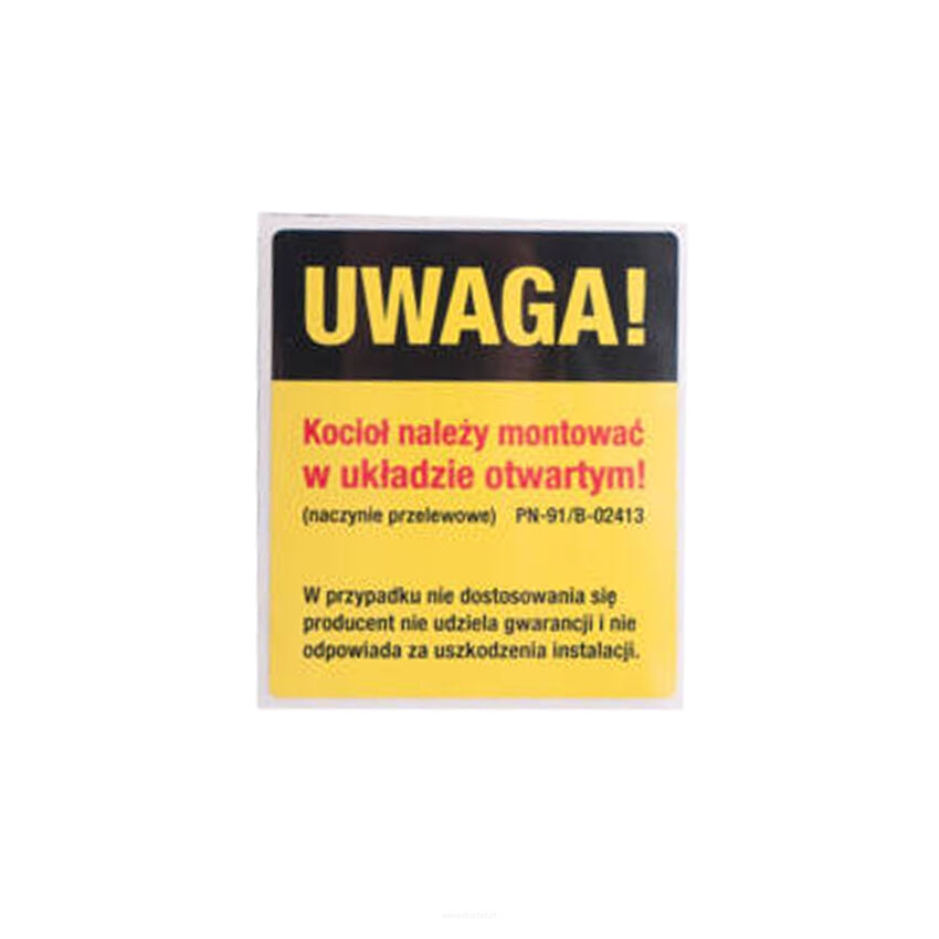 Naklejka UWAGA rozmiar 70 x 80 mm - żółta